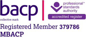 BACP Collective Mark - member of PSA accredited register. Showing Elspeth Gilliland's Registered Member number 379786 (MBACP